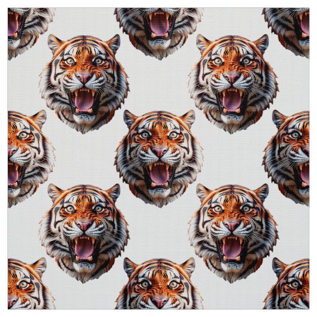 Tela Diseño de patrón de cabeza de tigre blanco (Retal)
