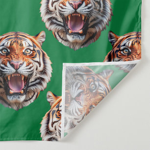 Tela Diseño de patrón de cabeza de tigre verde