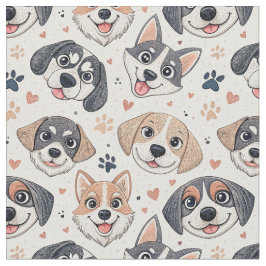 Tela Diseño de patrón de cara de cachorro lindo para ni