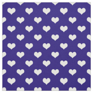 Tela Diseño de patrón de corazón de amor blanco azul