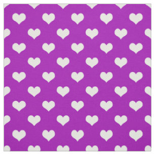 Tela Diseño de patrón de corazón de amor blanco morado