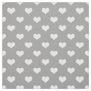 Tela Diseño de patrón de corazón de amor blanco y ceniz