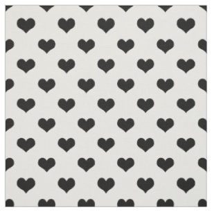 Tela Diseño de patrón de corazón de amor blanco y negro