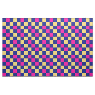 Tela Diseño de Patrón de Cuadros Azul Amarillo Rosa