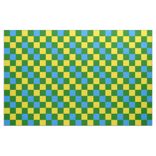 Tela Diseño de Patrón de Cuadros Azules Amarillos y Ver