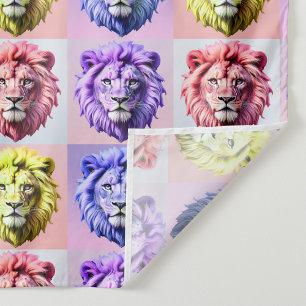 Tela Diseño de patrón de cuadros con cabeza de león en