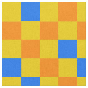 Tela Diseño de Patrón de Cuadros Naranja Amarillo Azul