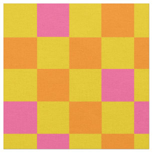 Tela Diseño de Patrón de Cuadros Naranja Amarillo Rosa