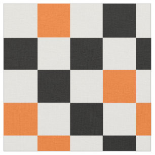 Tela Diseño de Patrón de Cuadros Naranja Negro Blanco