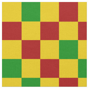 Tela Diseño de Patrón de Cuadros Rojo Amarillo Verde 