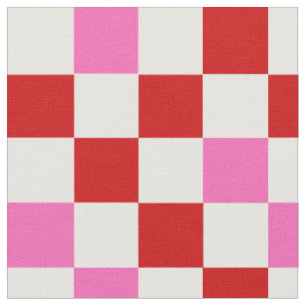 Tela Diseño de patrón de cuadros rojo blanco y rosa