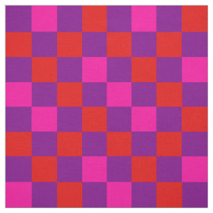 Tela Diseño de Patrón de Cuadros Rojo Purpura Rosa 