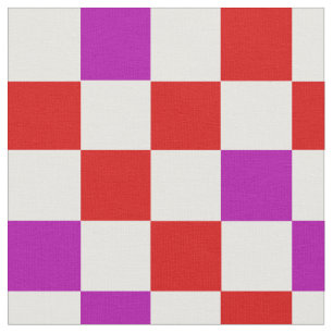 Tela Diseño de patrón de cuadros rojos blancos y púrpur