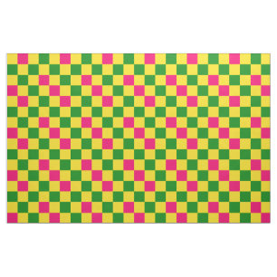 Tela Diseño de Patrón de Cuadros Rosado Amarillo Verde