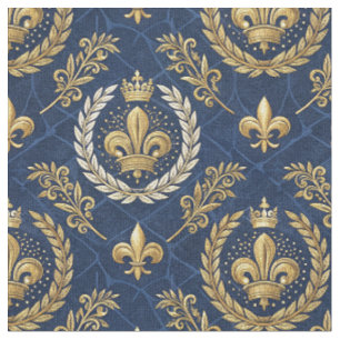 Tela Diseño de Patrón de Damasco Real Terciopelo Azul C
