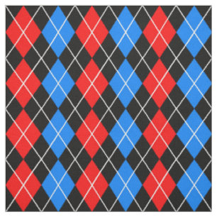 Tela Diseño de patrón de diamante azul negro rojo