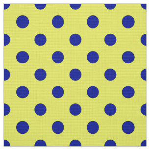 Tela Diseño de patrón de lunares azules sobre amarillo