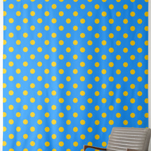 Tela Diseño de patrón de lunares azules sobre amarillo
