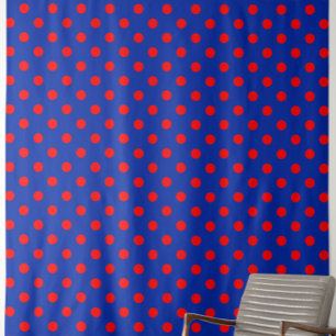 Tela Diseño de patrón de lunares azules sobre rojo 