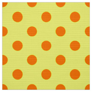 Tela Diseño de patrón de lunares naranja sobre amarillo