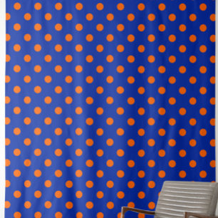 Tela Diseño de patrón de lunares naranja sobre azul