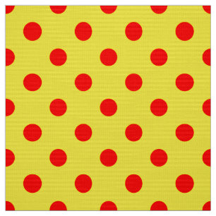 Tela Diseño de patrón de lunares rojos sobre amarillo