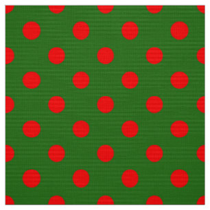 Tela Diseño de patrón de lunares rojos sobre verde