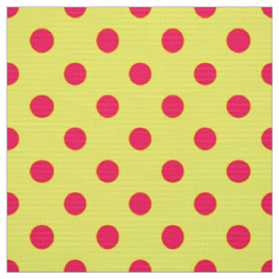 Tela Diseño de patrón de lunares rosa sobre amarillo