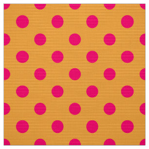 Tela Diseño de patrón de lunares rosa sobre naranja