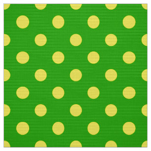 Tela Diseño de patrón de lunares verdes sobre amarillo 