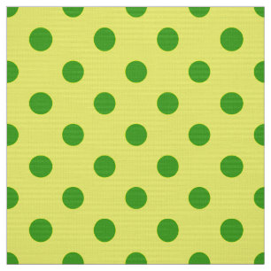 Tela Diseño de patrón de lunares verdes sobre amarillo