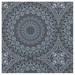 Tela Diseño de Patrón de Mandala Azul Oscuro y Negro