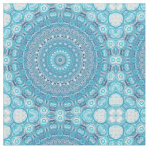 Tela Diseño de patrón de mandala azul y blanco