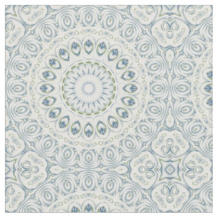 Tela Diseño de Patrón de Mandala Azul y Verde Sereno