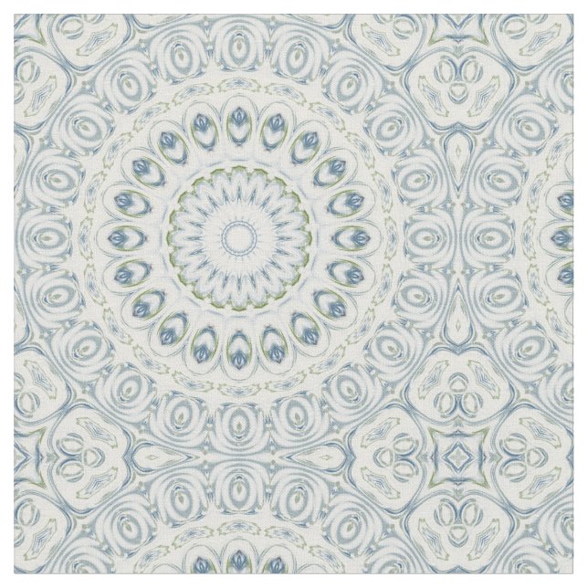 Tela Diseño de Patrón de Mandala Azul y Verde Sereno (De cerca)