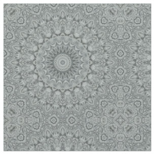 Tela Diseño de patrón de mandala gris y plateado