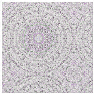 Tela Diseño de patrón de mandala lavanda y verde