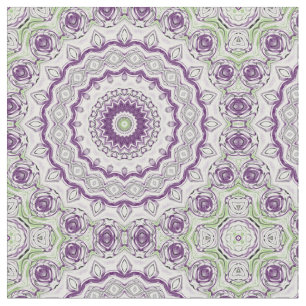 Tela Diseño de patrón de mandala púrpura y verde