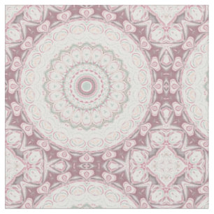 Tela Diseño de patrón de mandala rosa sonrojado y menta