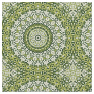 Tela Diseño de Patrón de Mandala Verde y Blanco