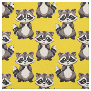 Tela Diseño de patrón de mapache amarillo