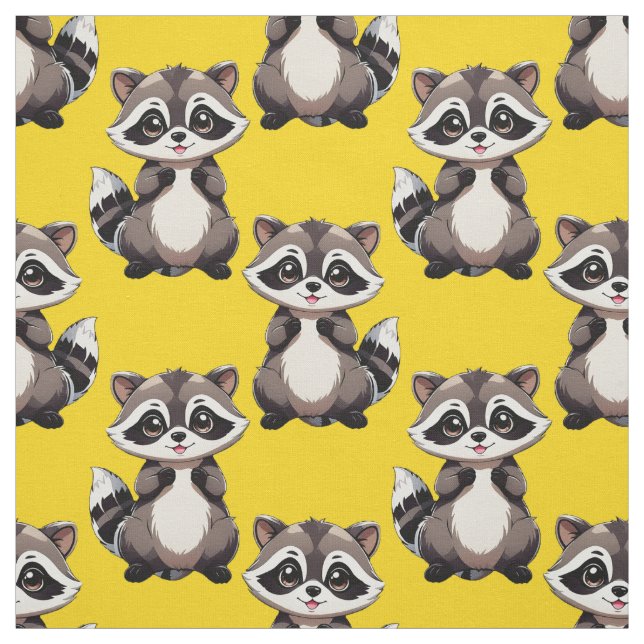 Tela Diseño de patrón de mapache amarillo (Retal)
