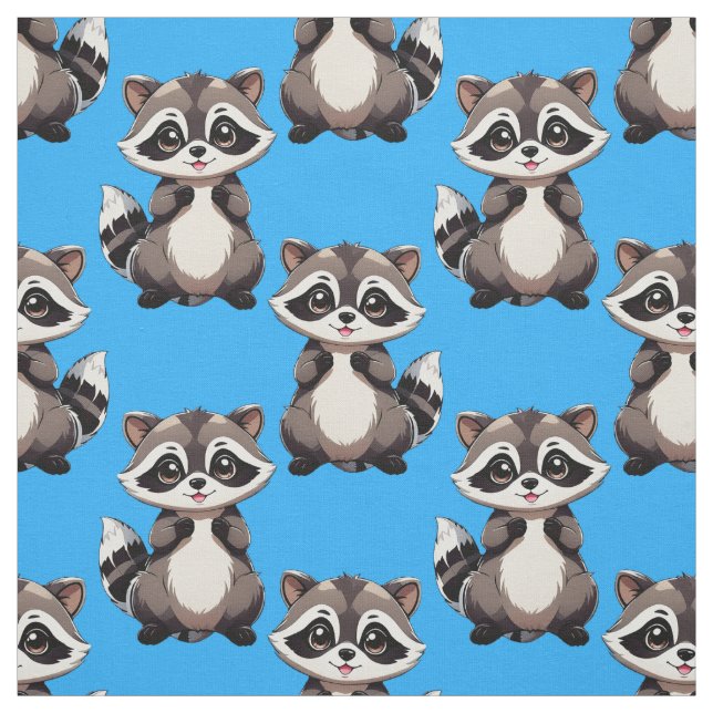 Tela Diseño de patrón de mapache azul (Retal)