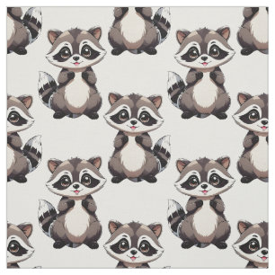 Tela Diseño de patrón de mapache blanco