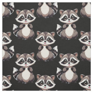 Tela Diseño de patrón de mapache negro 