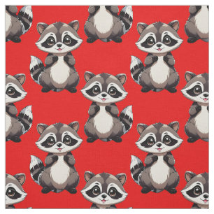 Tela Diseño de patrón de mapache rojo 