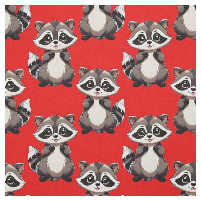Tela Diseño de patrón de mapache rojo  (Retal)