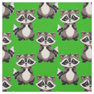 Tela Diseño de patrón de mapache verde 