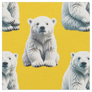 Tela Diseño de patrón de oso polar amarillo