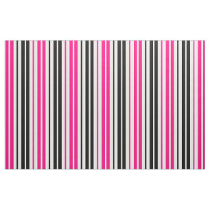 Tela Diseño de patrón de rayas blancas y negras rosadas